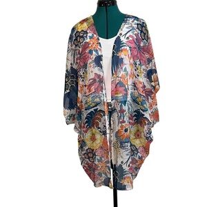 2/$30 Vibrant Tropical Floral Women's Kimono Swim Coverup